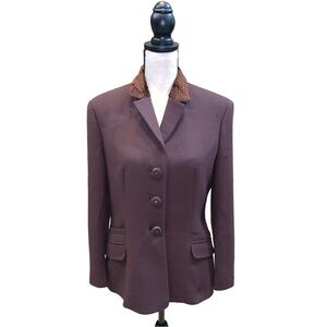 Vintage Versace Jeans Couture Brown wool Blazer w/Faux Fur Trim size EU44 w/flaw
